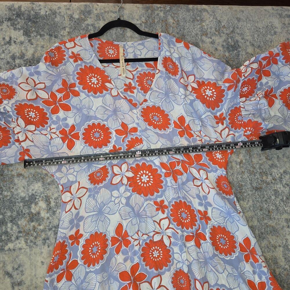 Uncle Frank Dress Womens XL Multicolor Floral Kimono Sleeve Ruffle Hem Boho - Picture 6 of 8